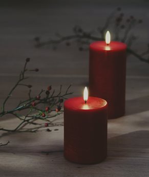 LED pillar candle Red 7.8x10.1 cm