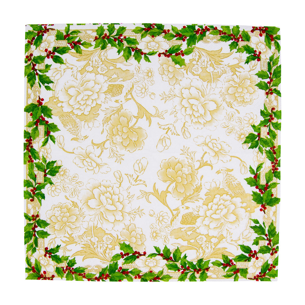 Napkin lunch Holly Ceramic Ivory/Gold