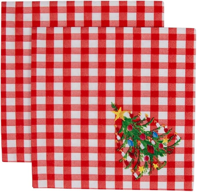 Serviett kaffe Christmas Tree Gingham