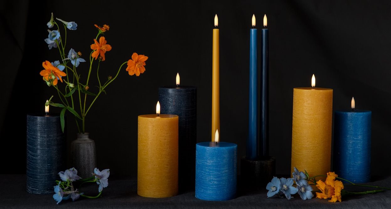 LED pillar candle metallic silver 7.8x15 cm