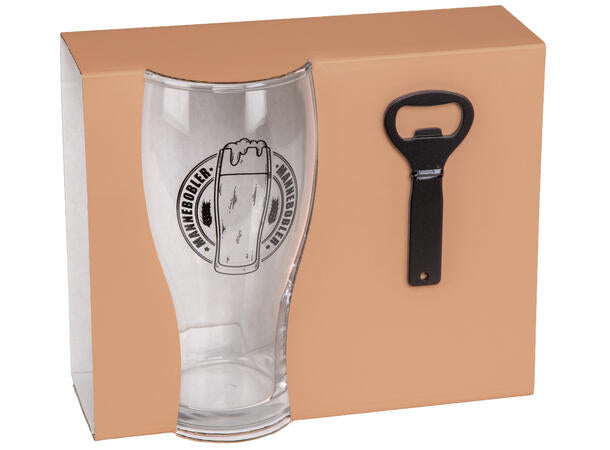Ølglass m/åpner Mannebobler 500 ml