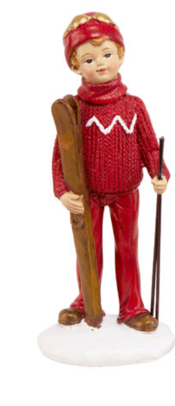 Christmas boy with skis 16.5 cm