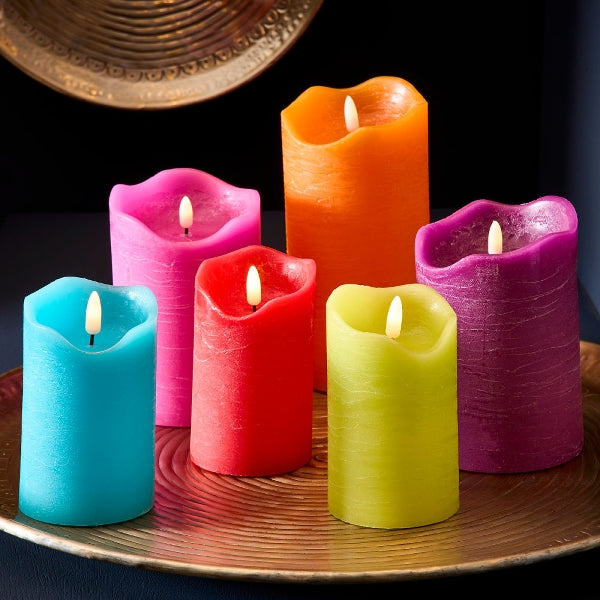 LED pillar candle green 10x15 cm