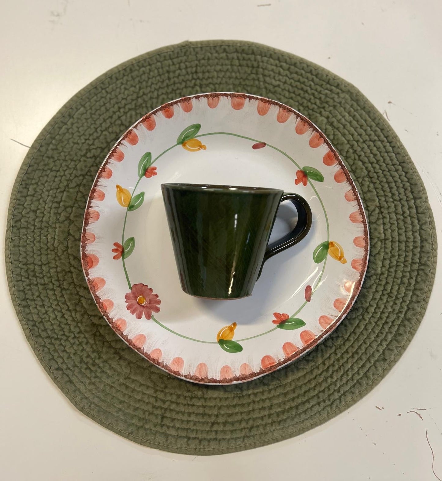 Placemat velvet round Olivo 40 cm