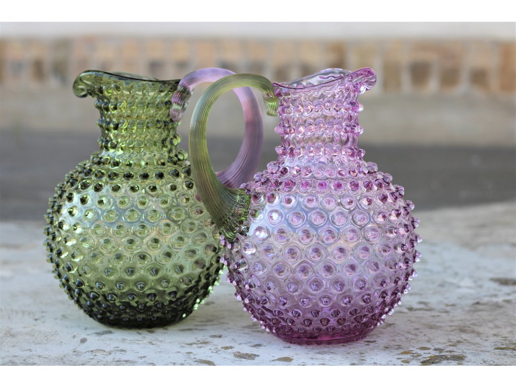 Hobnail Karaffel 2L Olive green w/lilac