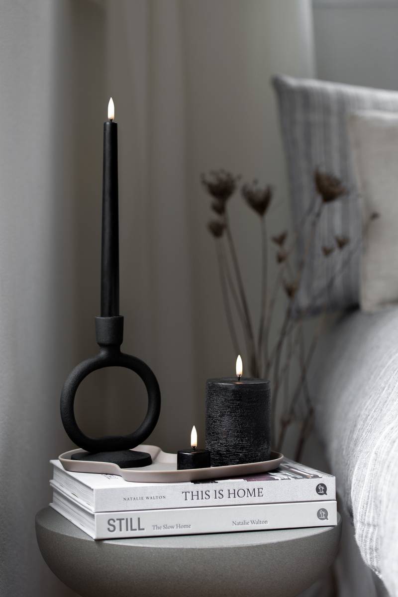 LED kronelys Plain Black 20 cm S/2