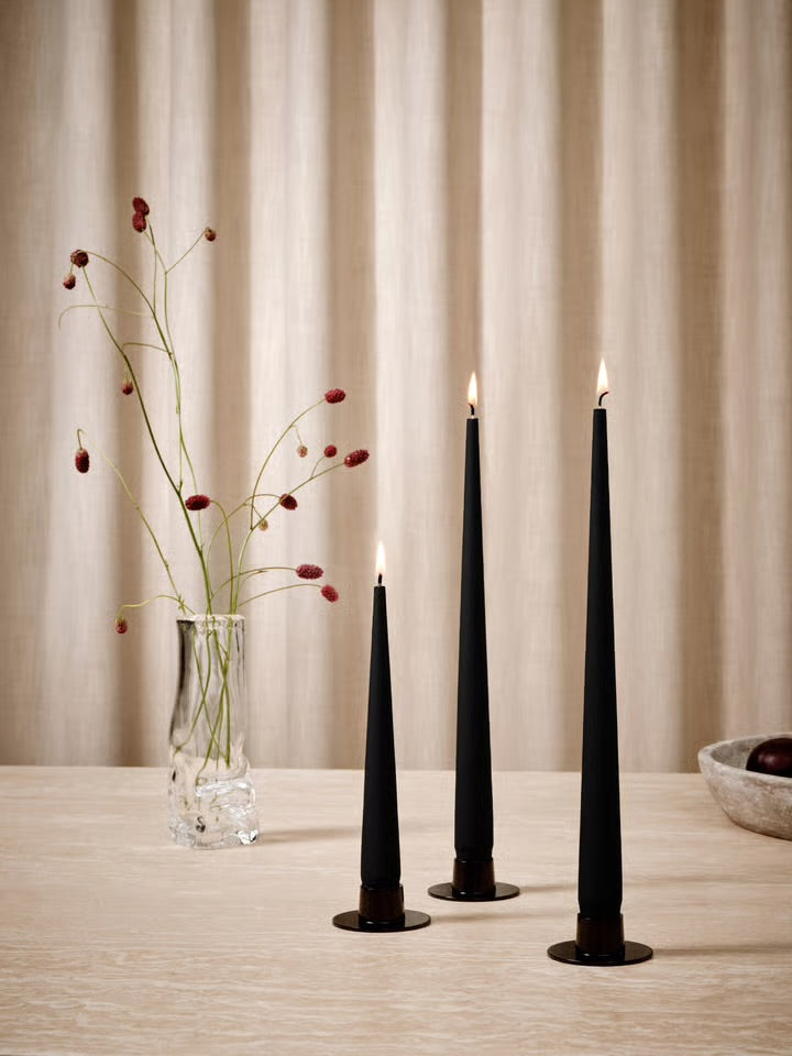 95 Velvet Black matte taper candles 32 cm