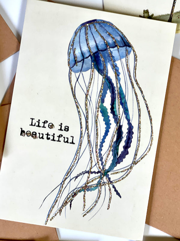 Glitterkort Life is beautiful