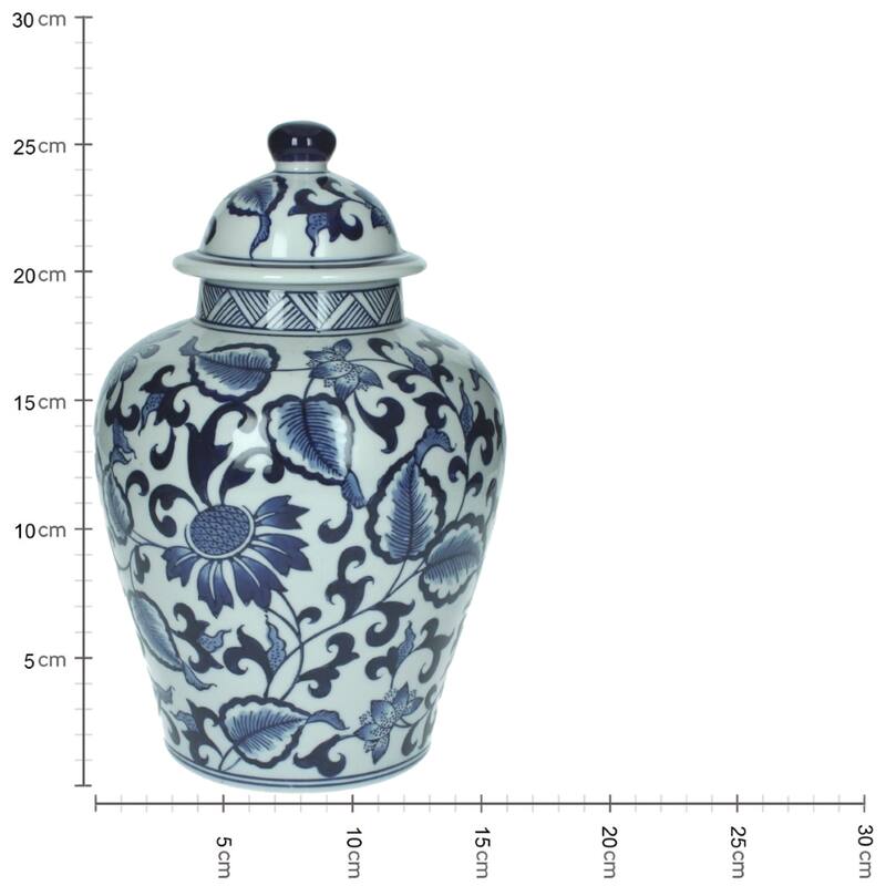 Decorative jar blue and white 26 cm