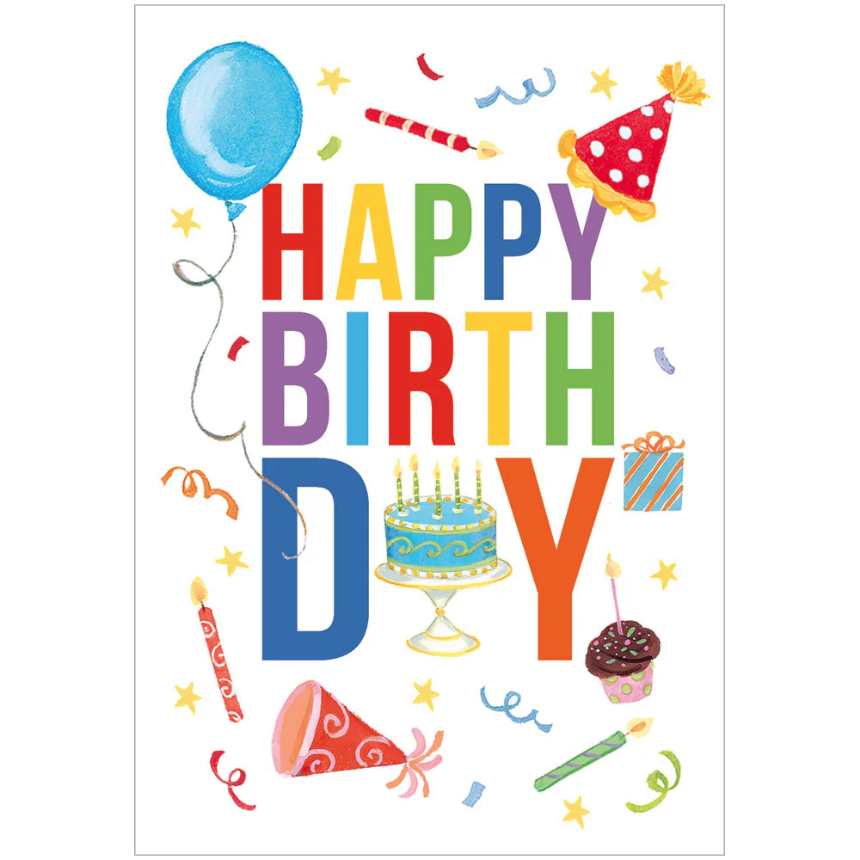 Kort m/konvolutt Happy Birthday Icons