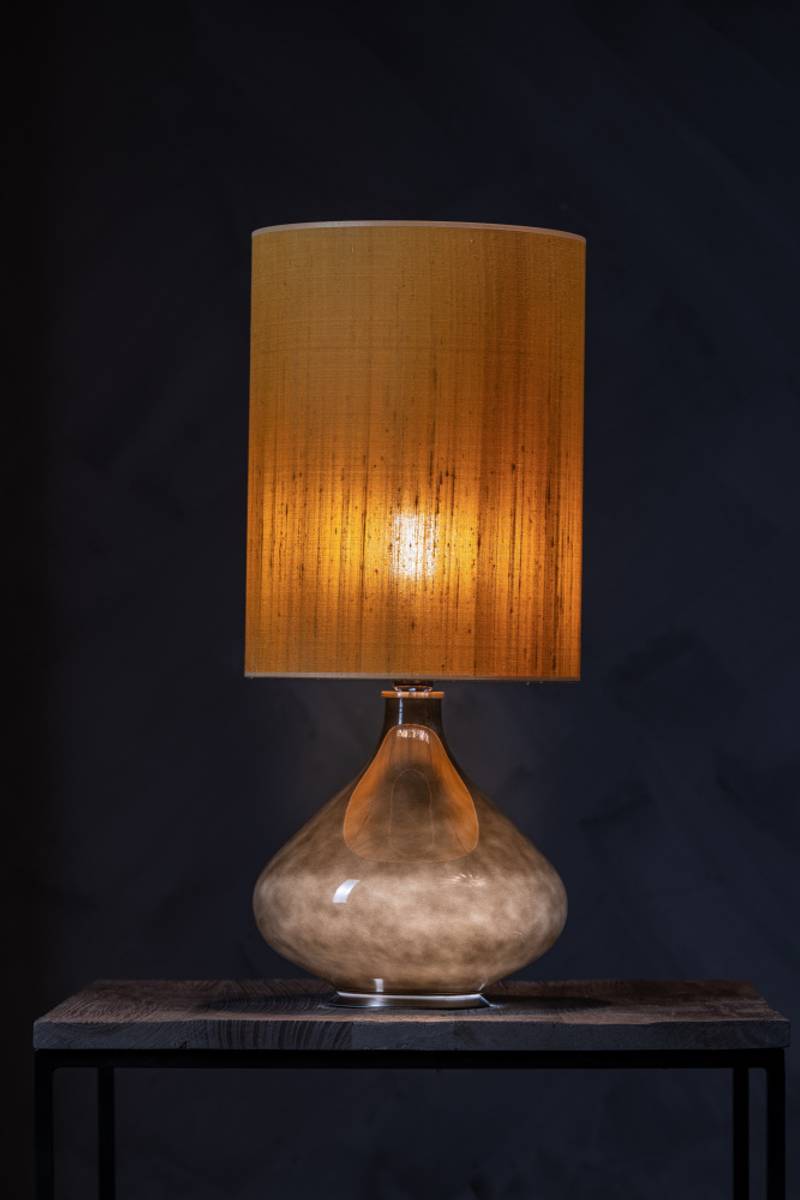 Flavia Table Lamp 70 cm Black Silk Gold shade