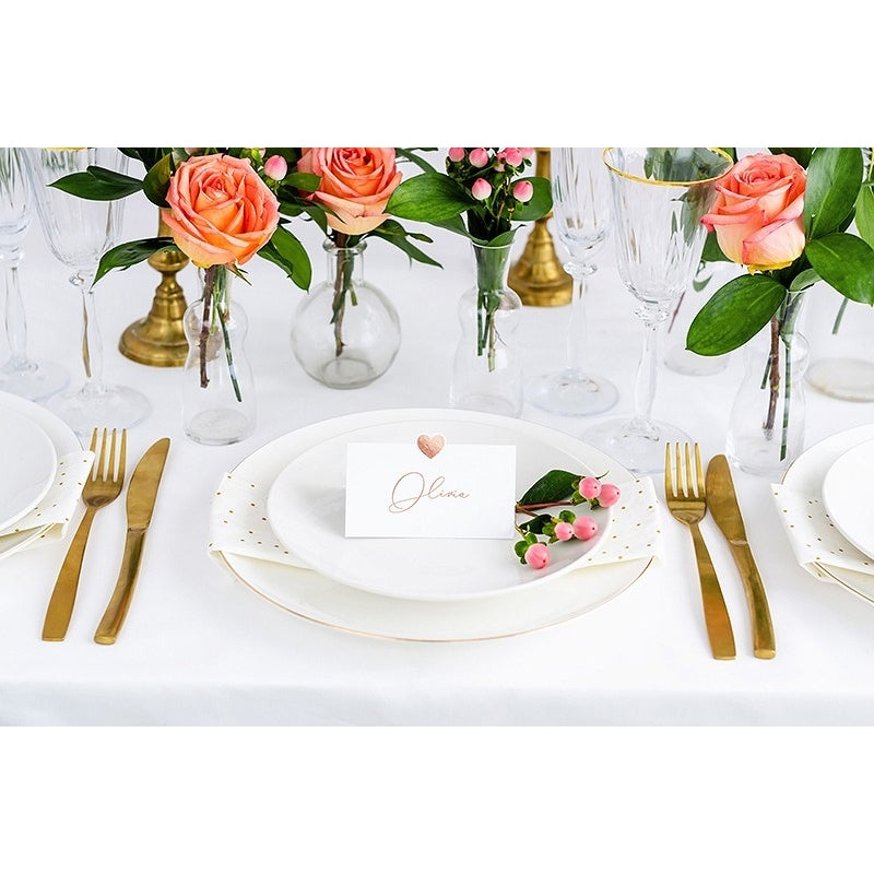 Place cards white pink heart 10 pcs