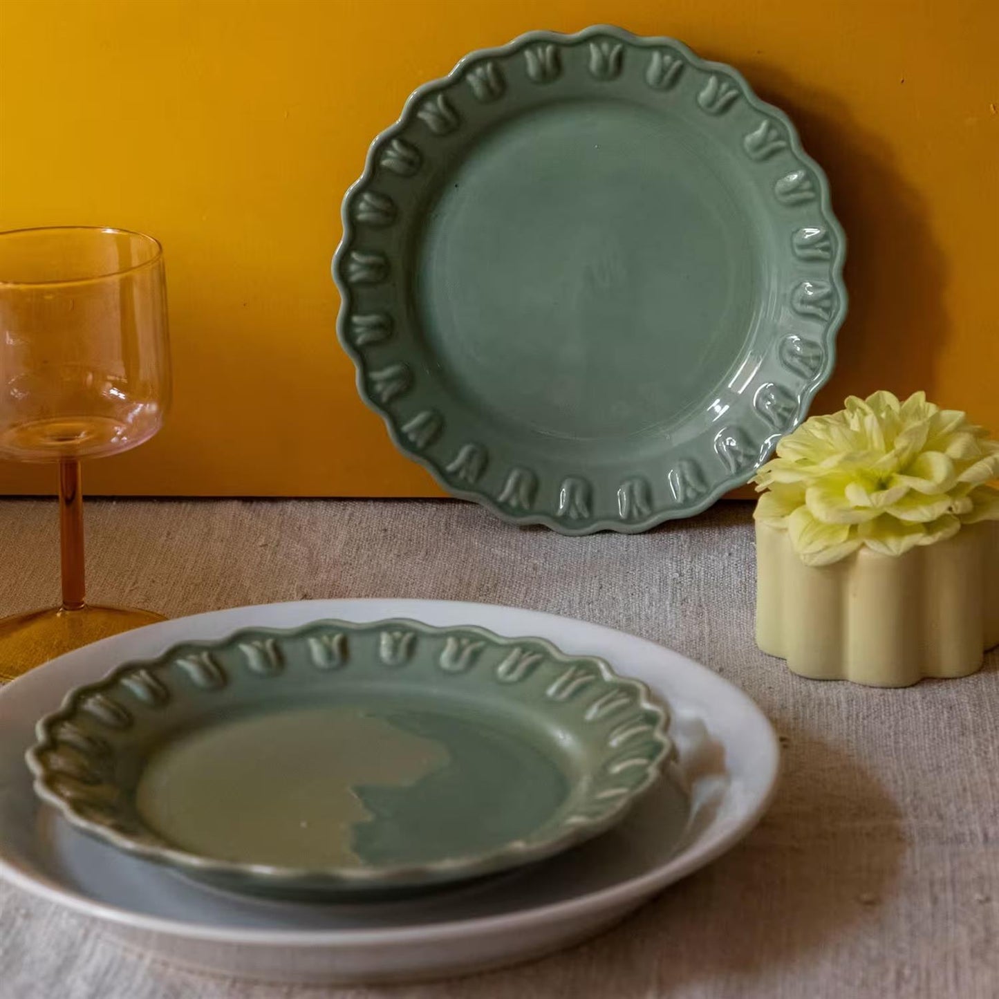 PotteryJo Tulipa plate 20 cm Verona Green