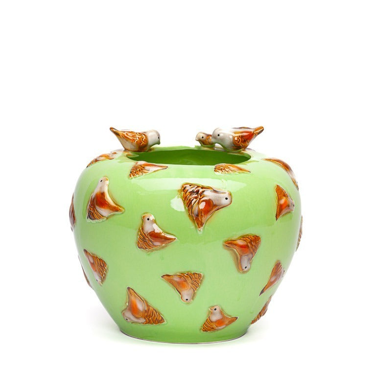 Bird's Nest vase green 11x13 cm