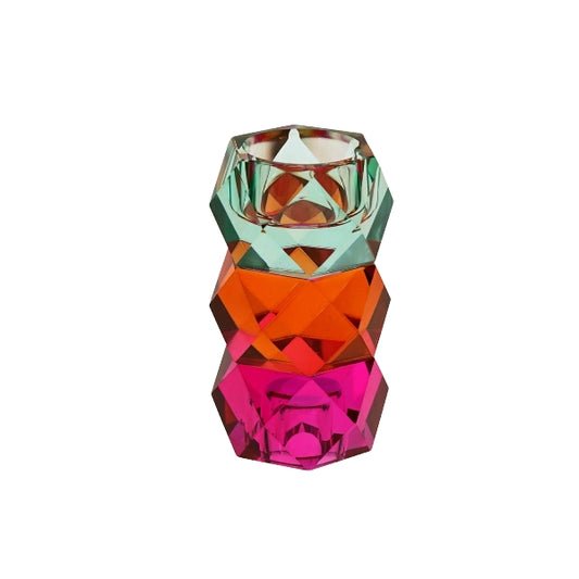 Telysholder grønn/oransje/rosa 11 cm