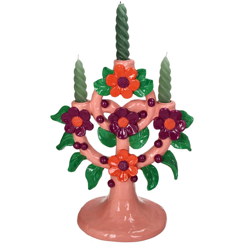 Lysestake blomster rosa 32 cm
