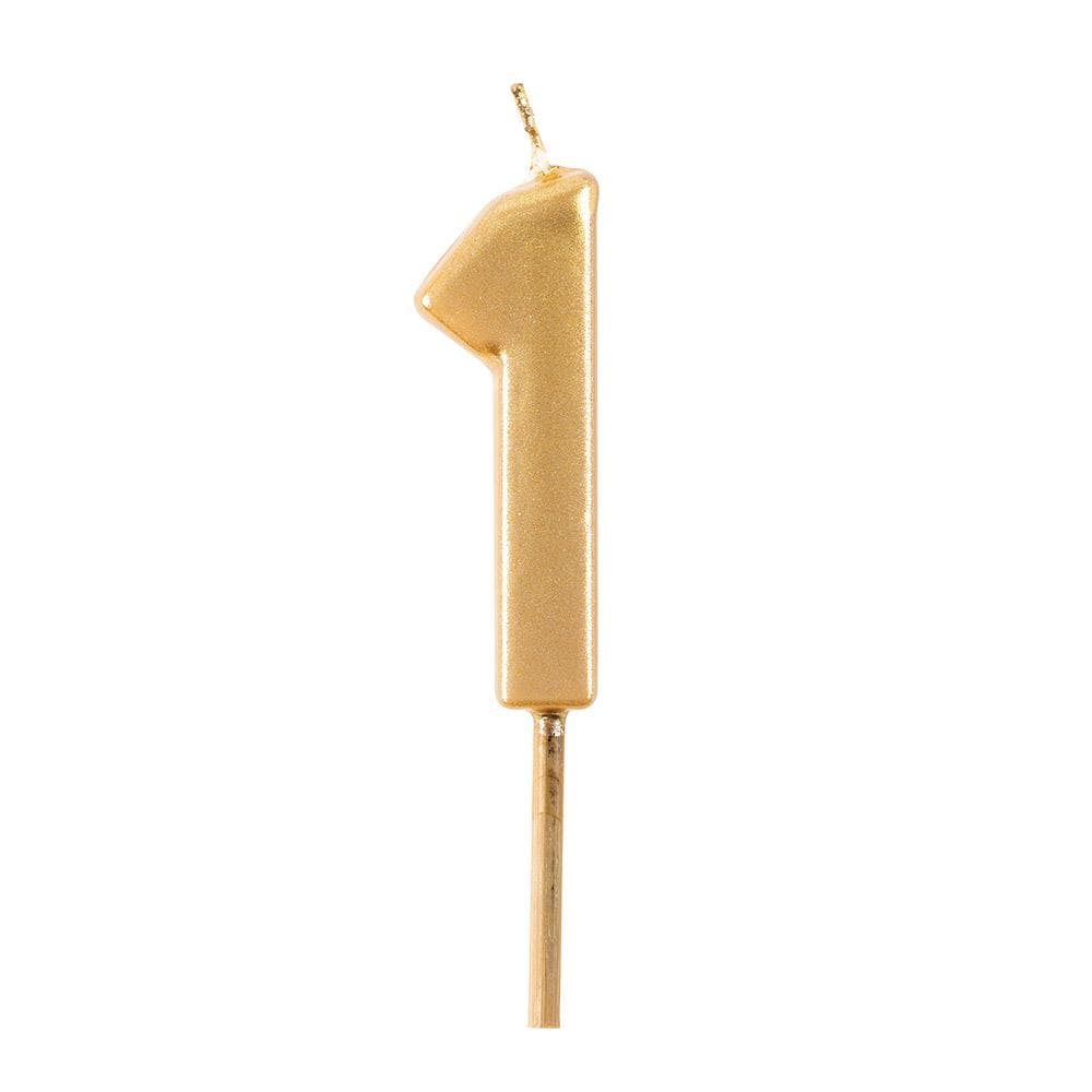 Cake candle number gold 1