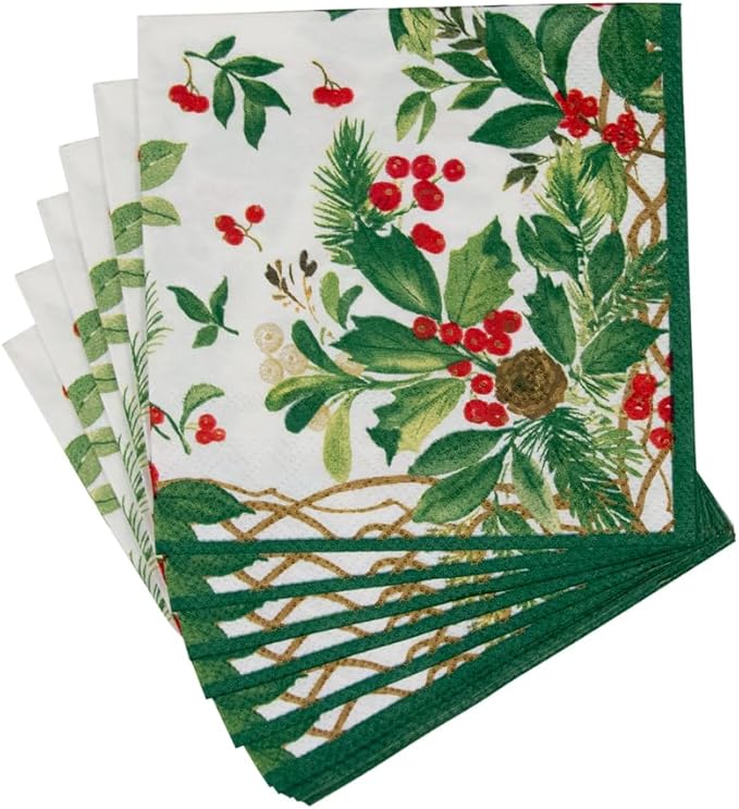 Serviett kaffe Holly Chintz white