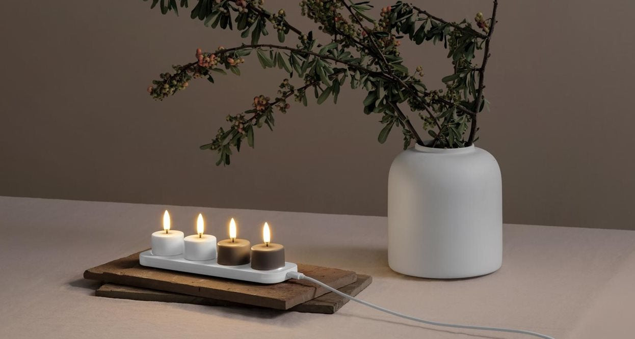 LED Rechargeable Tealights White 3.9x2.3 cm Set/2