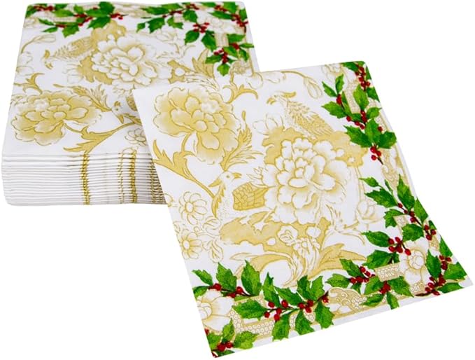 Serviett kaffe Holly Ceramic Ivory/Gold