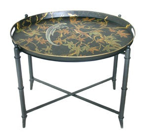 Side table w/tray birds black 47 cm