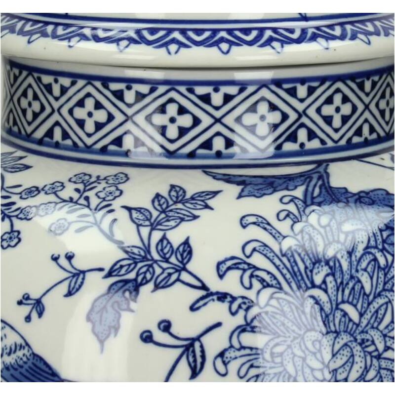 Decorative jar blue and white 35 cm