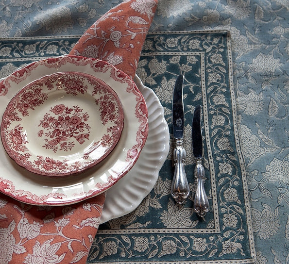 Placemat Indian Rose Denim blue