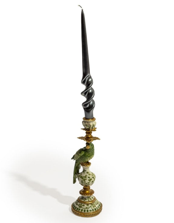 Papegøye lysestake grønn 28 cm