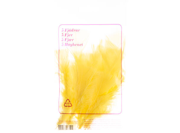 Feather yellow 16 cm 5 pcs