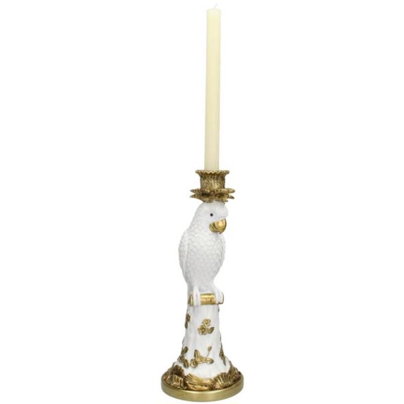 Papegøye lysestake hvit 35 cm