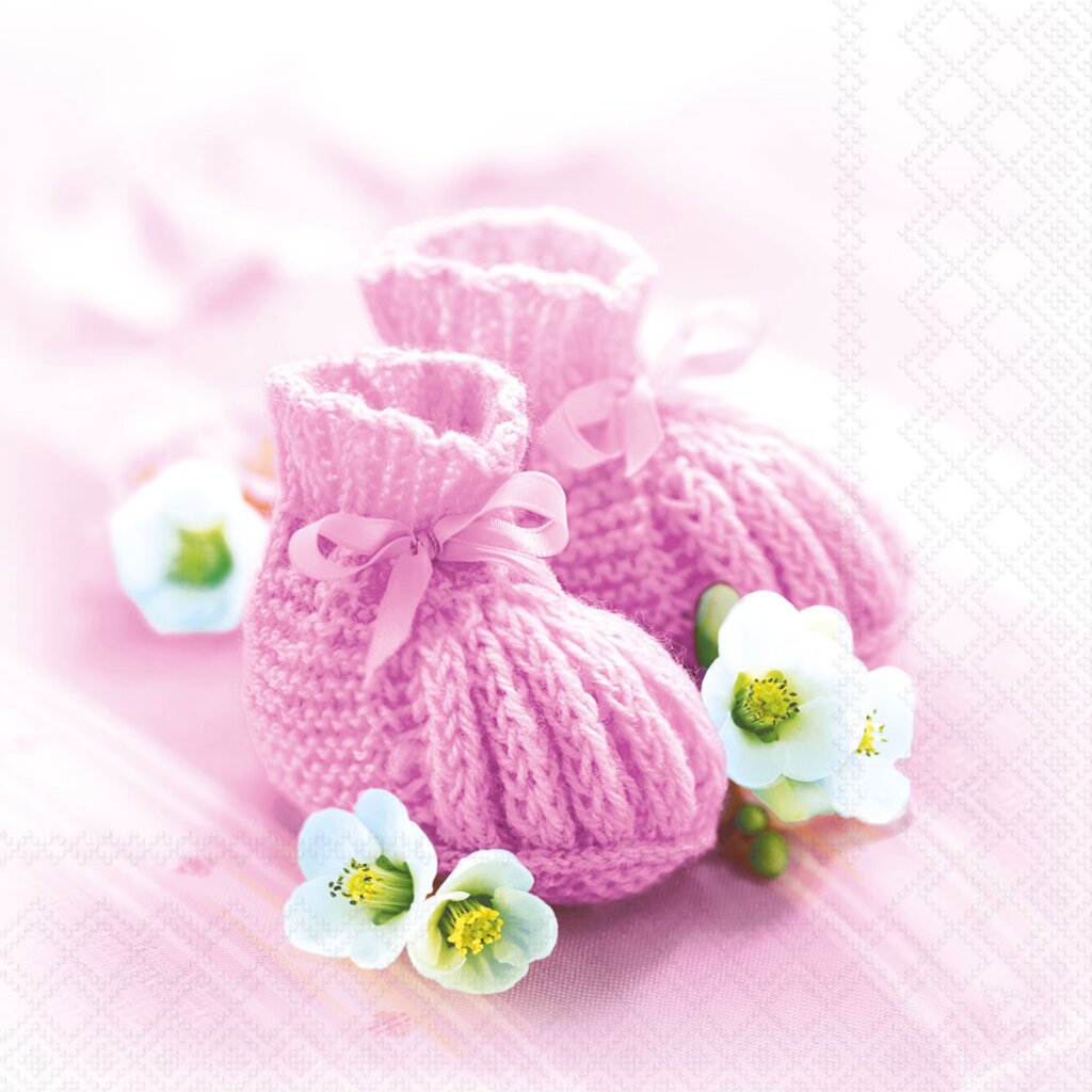 Serviett Knitted shoes pink