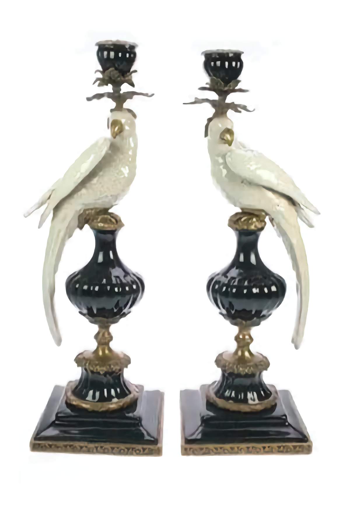 Lysestake papegøye høyre porselen 48 cm