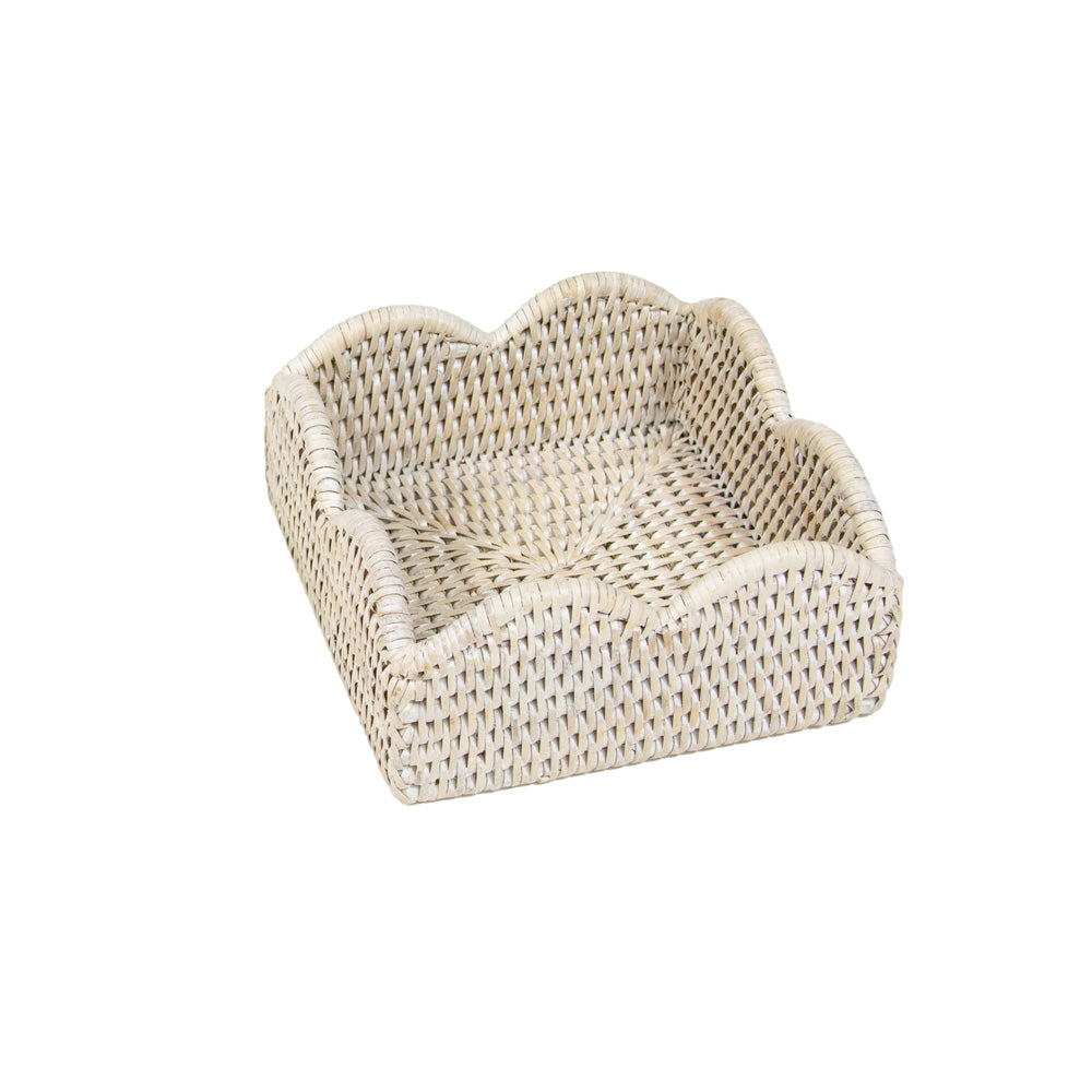 Napkin holder rattan scallop coffee
