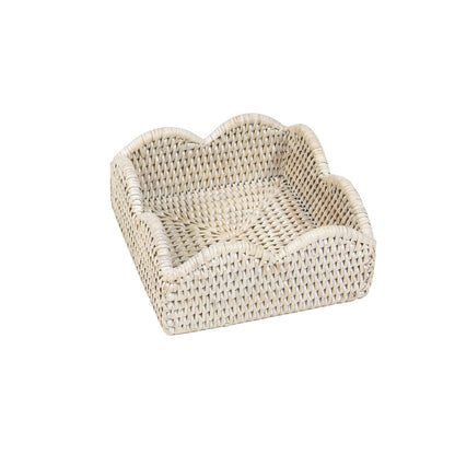 Napkin holder rattan scallop coffee