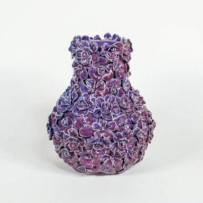 Vase Deco with flowers purple large