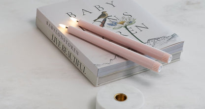 LED kronelys Rose Powder 2,3x25 cm