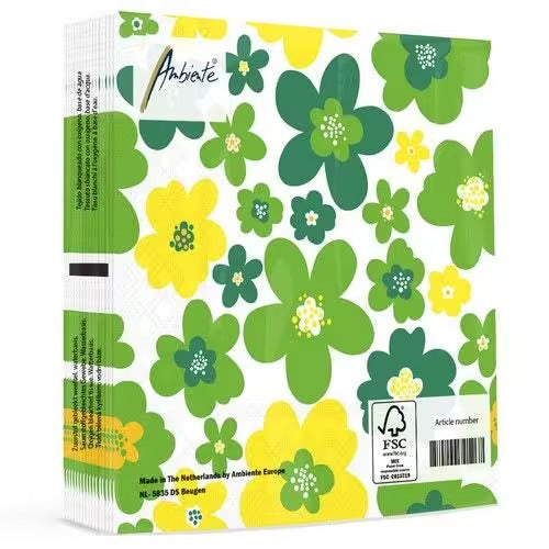 Serviett Lunch Flower power green