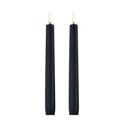 LED kronelys Plain Black 20 cm S/2