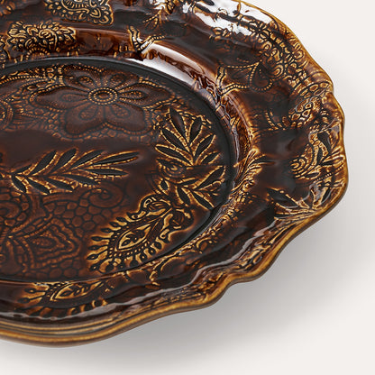 Serving platter round 34 cm Coffee