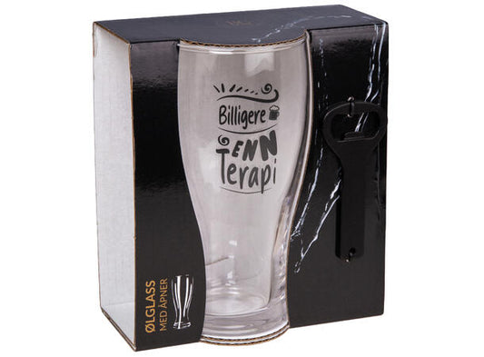 Ølglass m/åpner Billig...terapi 500 ml