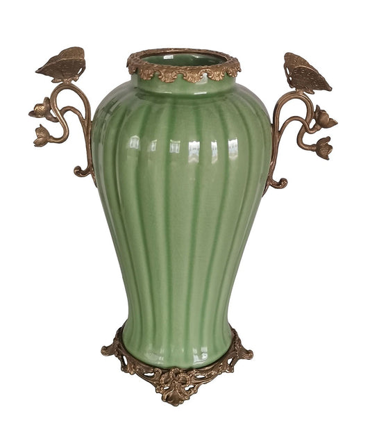 Vase med sommerfugl grønn 30 cm