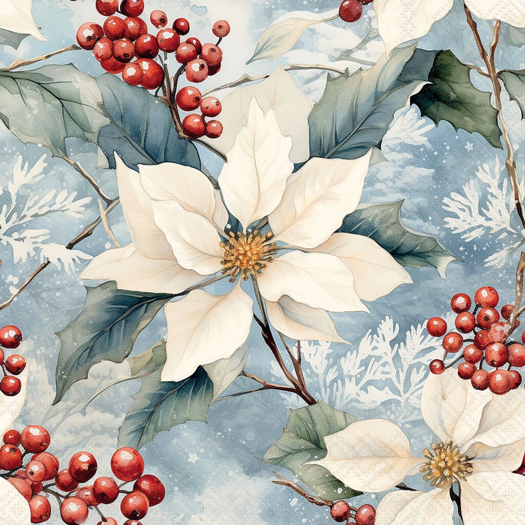 Serviett lunch Winter poinsettia