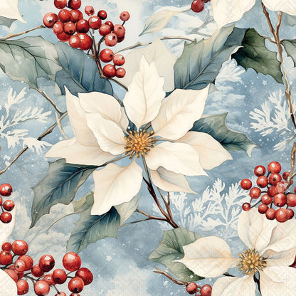 Serviett lunch Winter poinsettia