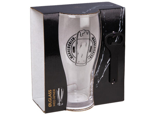 Ølglass m/åpner Mannebobler 500 ml