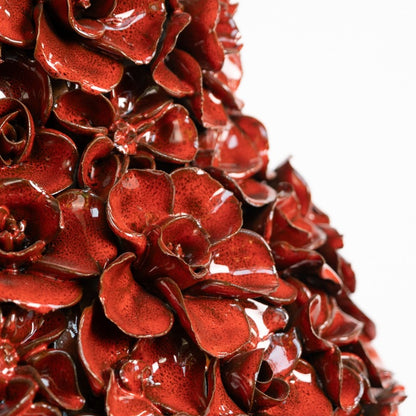 Vase Deco with flowers bright red XL
