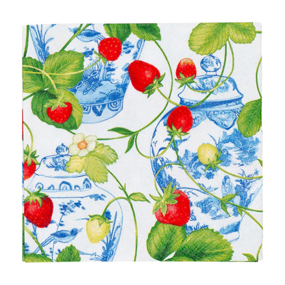 Napkin lunch Strawberries and cream