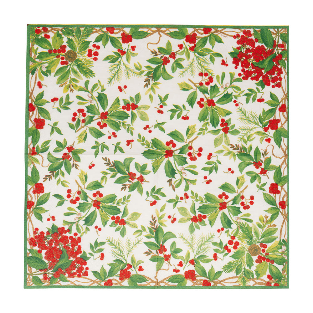 Napkin coffee Holly Chintz white