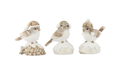 Bird white/brown 8 cm
