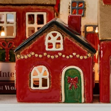 Lyshus Stille natt rød sløyfe på døren