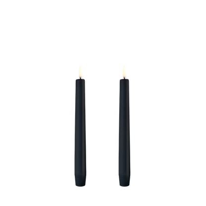 LED kronelys Plain Black 20,5 cm 2 stk